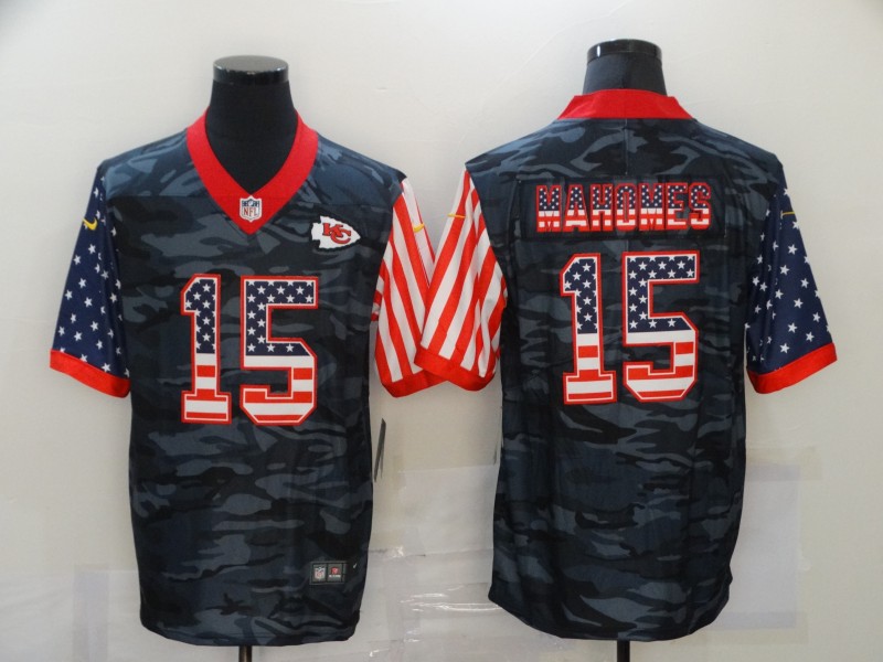 Men's Kansas City Chiefs Patrick Mahomes #15 Gray Camouflage Jersey